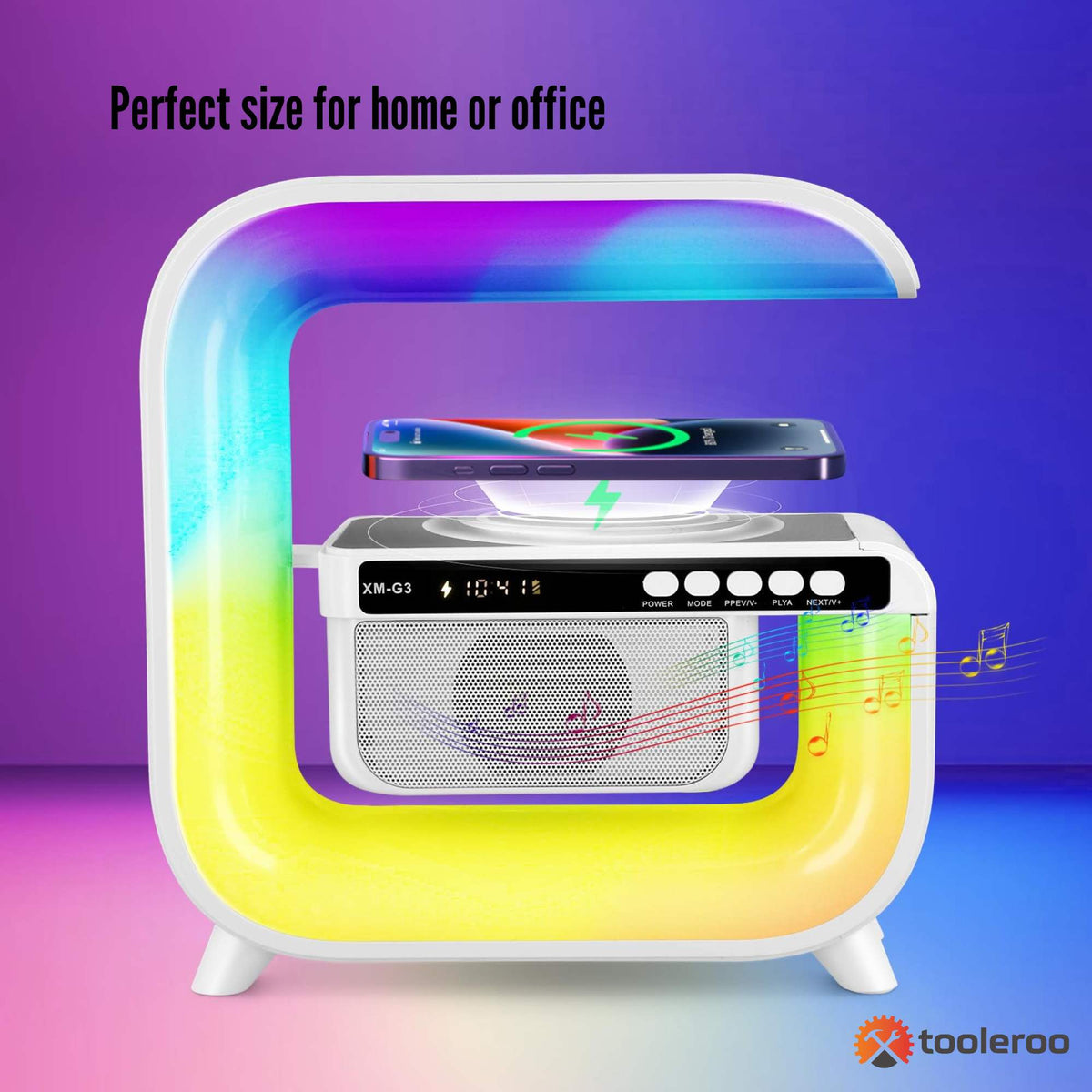 Bluetooth Rechargeable Speaker | Wireless Phone Charging | LED Lamp Alarm Clock | Portable Multifunctional Speaker