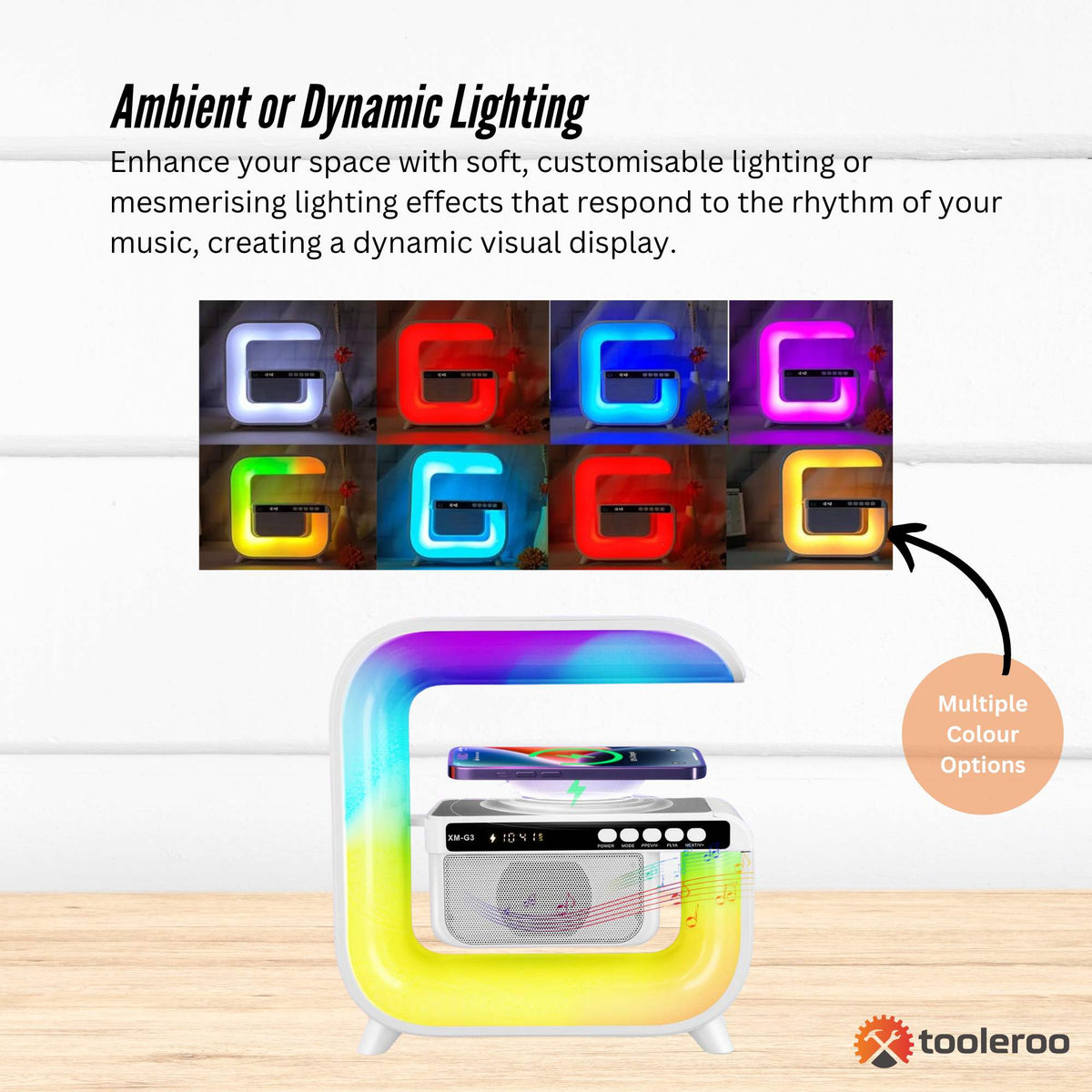 Bluetooth Rechargeable Speaker | Wireless Phone Charging | LED Lamp Alarm Clock | Portable Multifunctional Speaker
