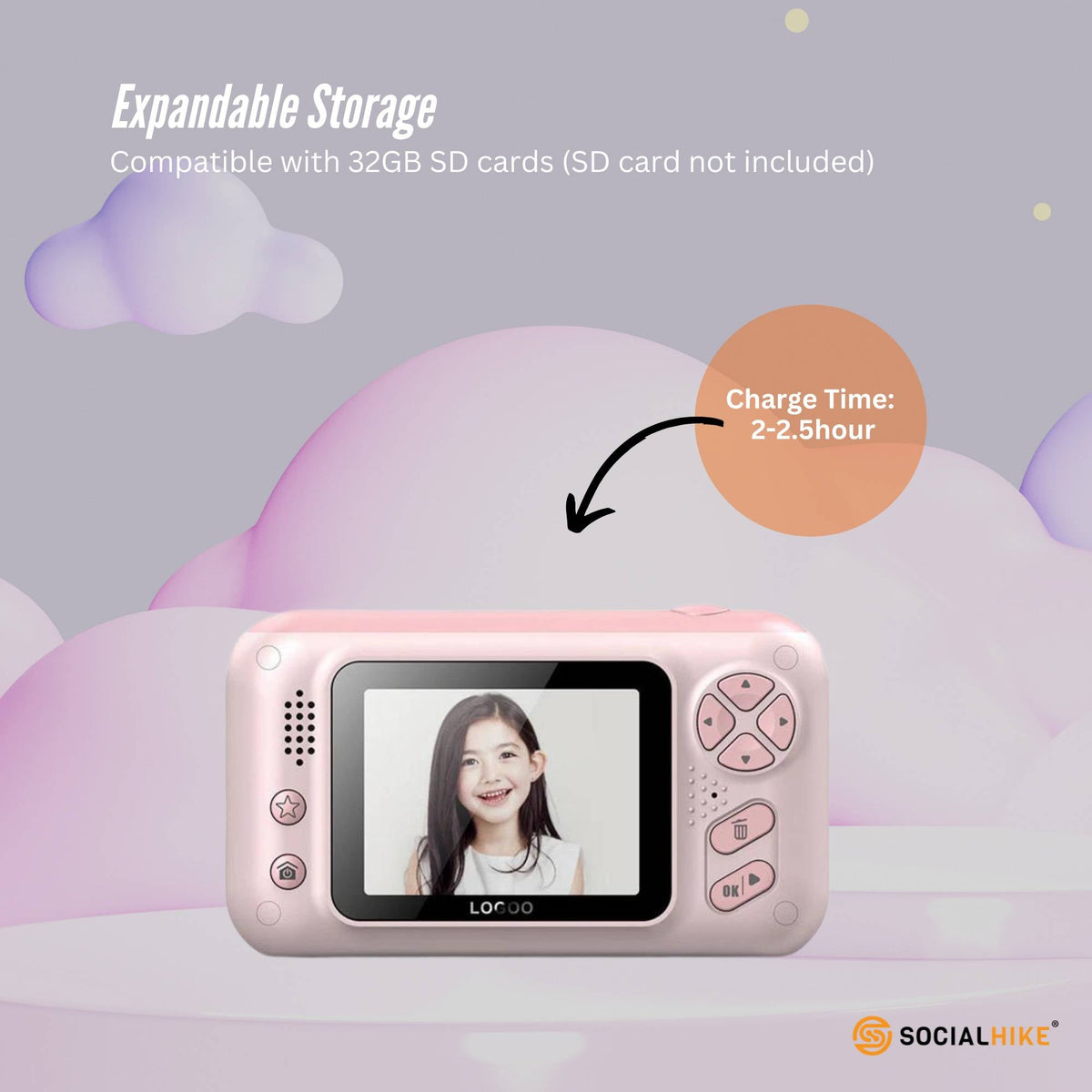 Kids HD Digital Camera | Pink | Children's Selfie & Video Camera | 2.4-Inch Screen | Educational Gift