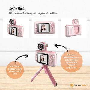 Kids HD Digital Camera | Pink | Children's Selfie & Video Camera | 2.4-Inch Screen | Educational Gift