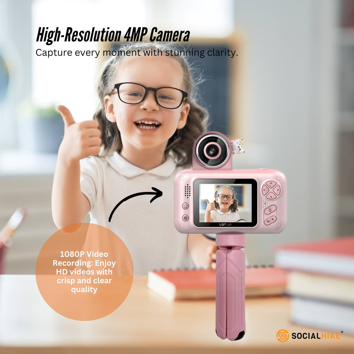 Kids HD Digital Camera | Pink | Children's Selfie & Video Camera | 2.4-Inch Screen | Educational Gift
