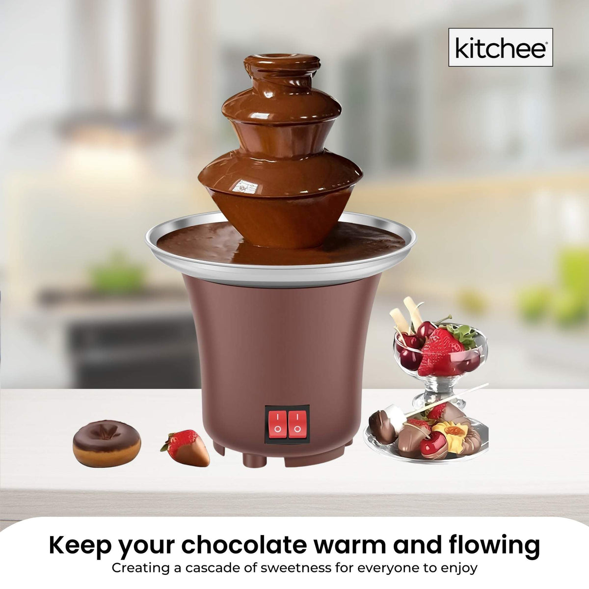 Kitchee 3-Tier Mini Chocolate Fountain | Electric Fondue Machine