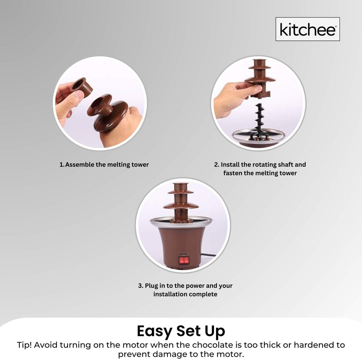 Kitchee 3-Tier Mini Chocolate Fountain | Electric Fondue Machine
