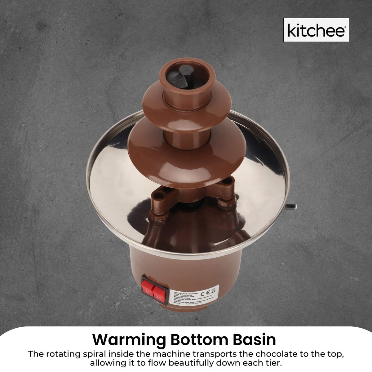 Kitchee 3-Tier Mini Chocolate Fountain | Electric Fondue Machine