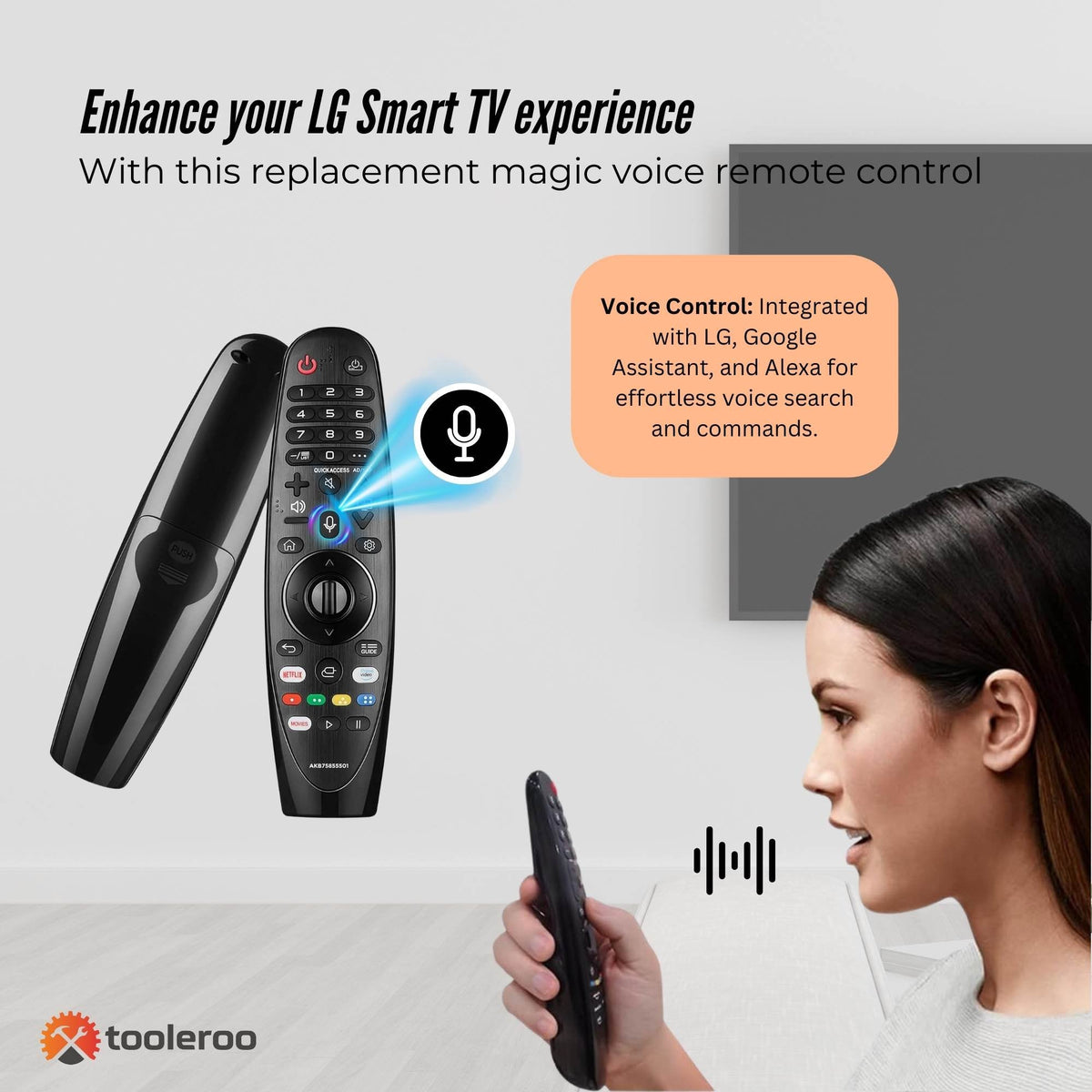 Tooleroo Smart TV Remote Control | Replacement for LG Voice Magic | 20GA 19BA 18BA Models