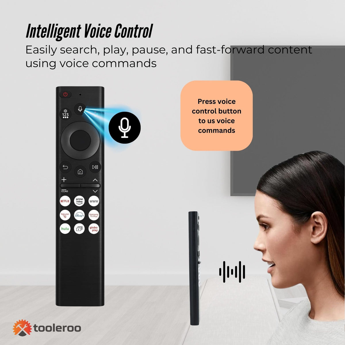 Tooleroo Smart TV Remote Control | Replacement for Samsung Voice | URC01910F Model