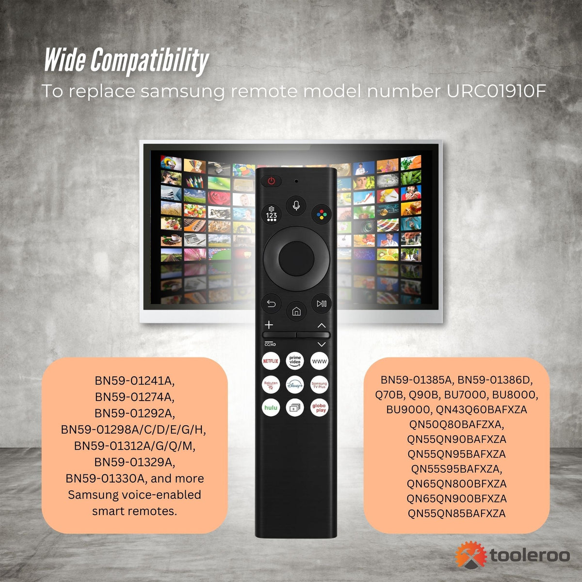 Tooleroo Smart TV Remote Control | Replacement for Samsung Voice | URC01910F Model