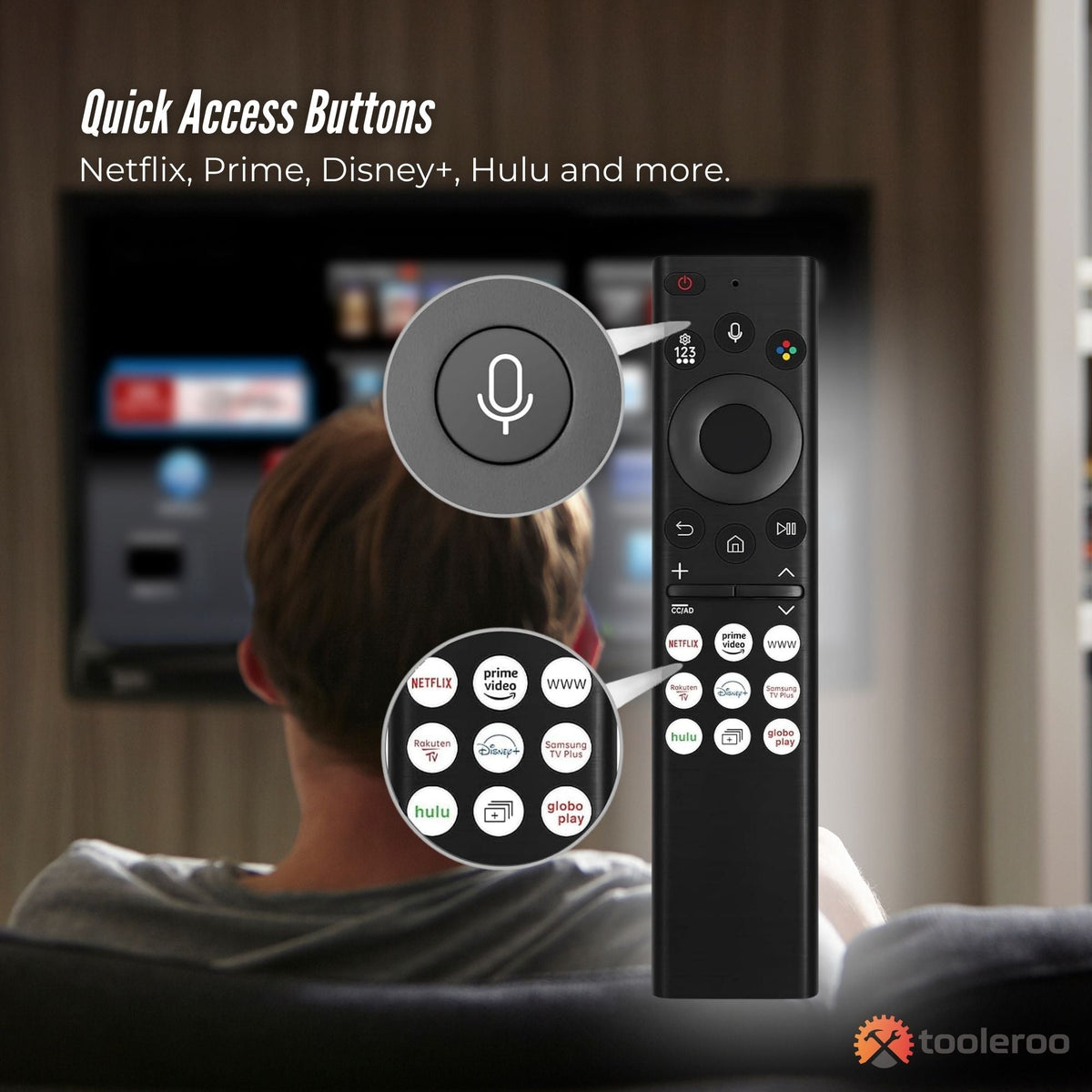Tooleroo Smart TV Remote Control | Replacement for Samsung Voice | URC01910F Model