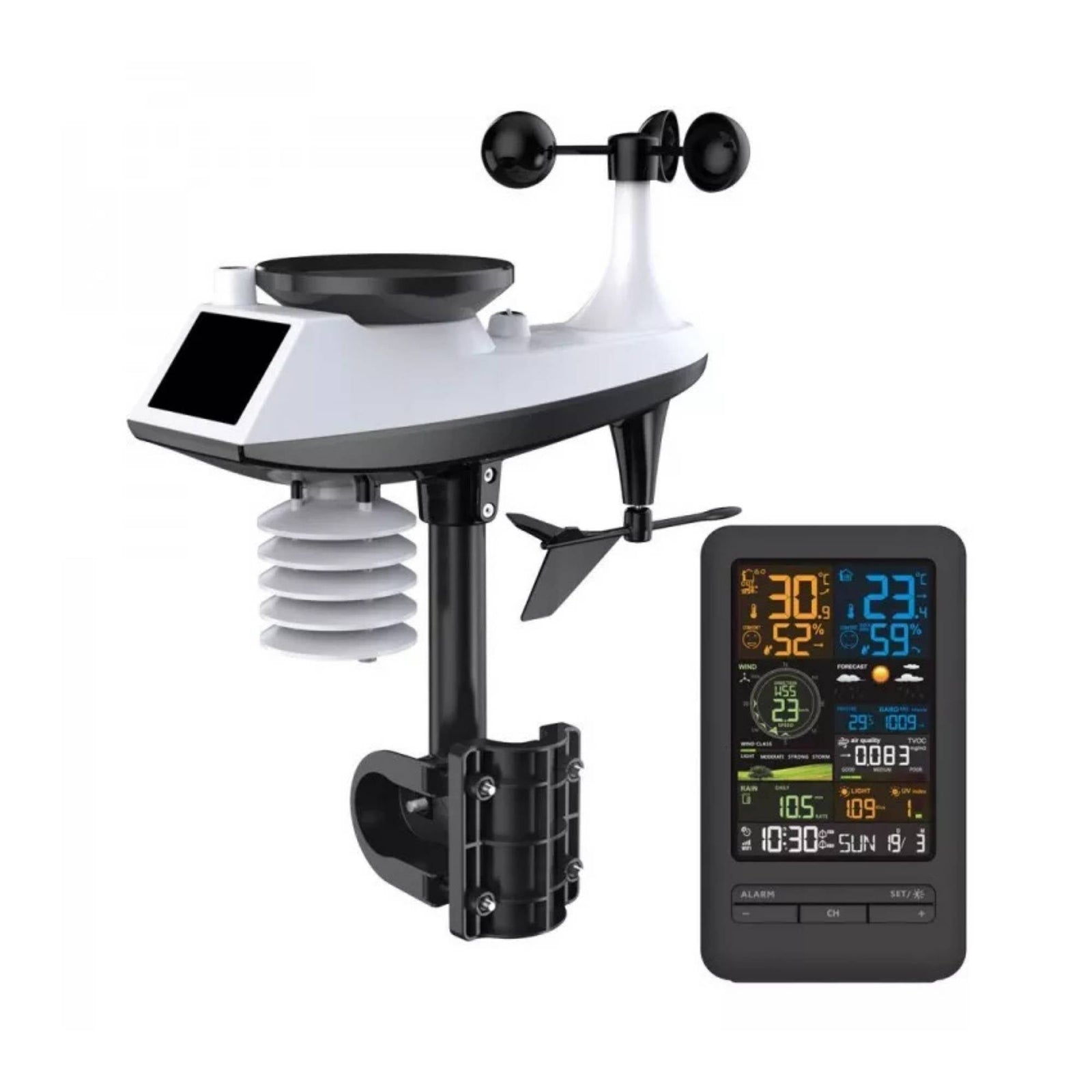 Tooleroo 7-in-1 Professional Weather Station | Home Forecast System | Outdoor Sensor