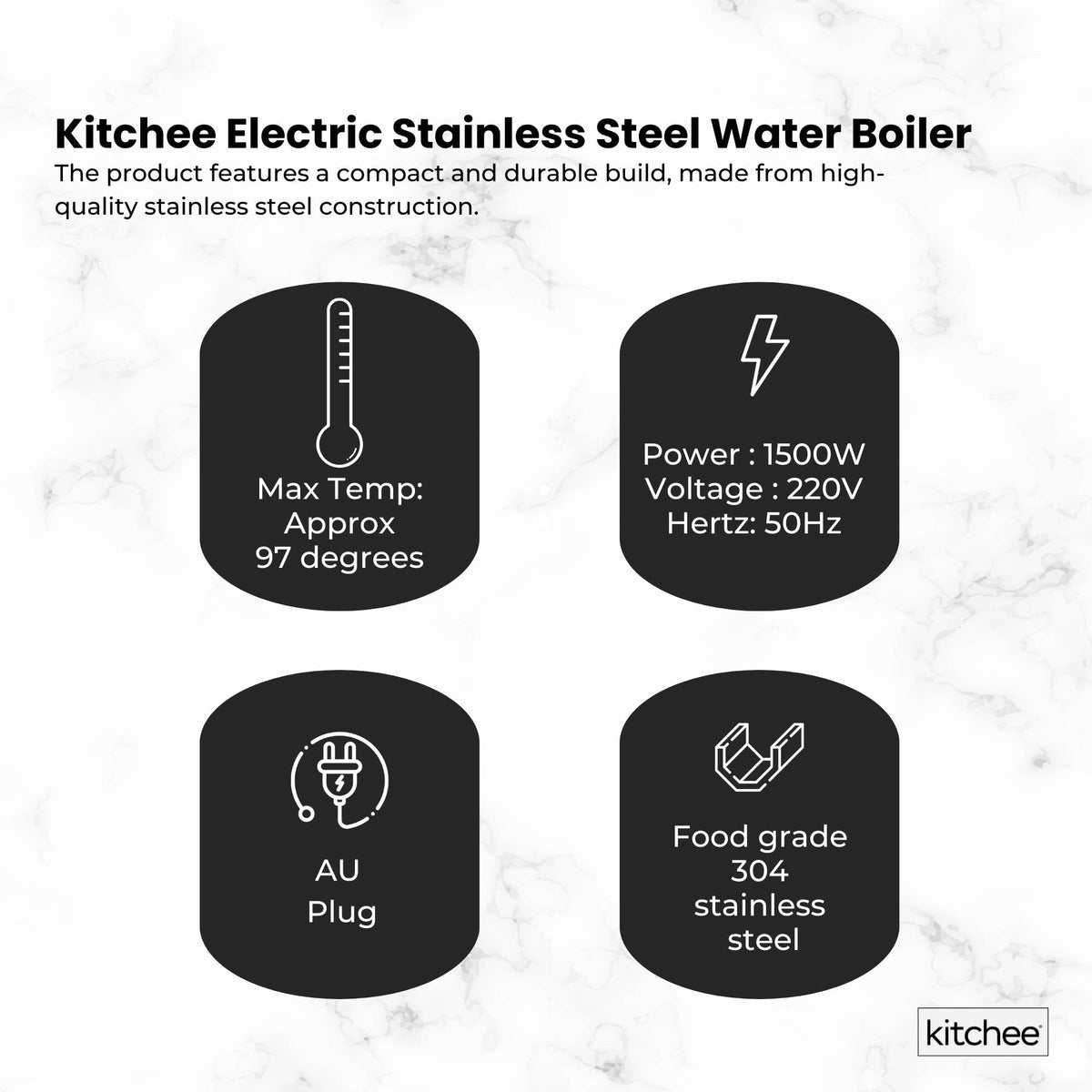Kitchee Electric Water Boiler | 10L | Stainless Steel | Commercial Hot Liquid Urn