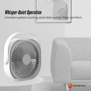 Desktop Fan | 20cm | 3-Speed | USB Rechargeable | Quiet & Lightweight Cooler