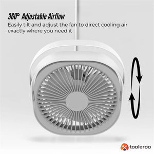 Desktop Fan | 20cm | 3-Speed | USB Rechargeable | Quiet & Lightweight Cooler
