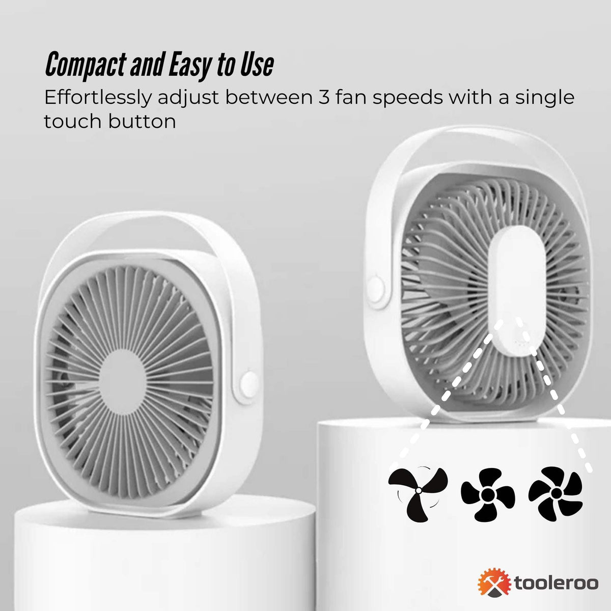 Desktop Fan | 20cm | 3-Speed | USB Rechargeable | Quiet & Lightweight Cooler