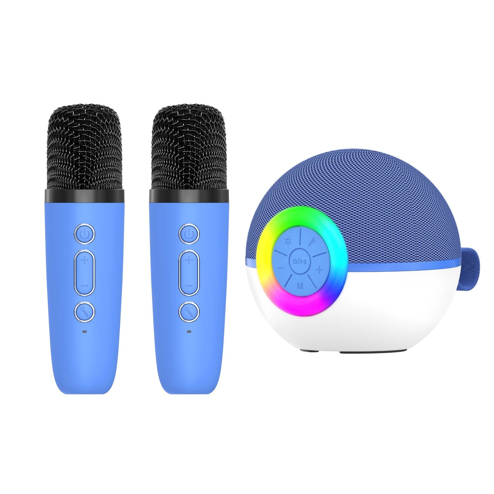 Mini Karaoke Machine Set | Bluetooth Speaker + 2 Wireless Microphones | Blue