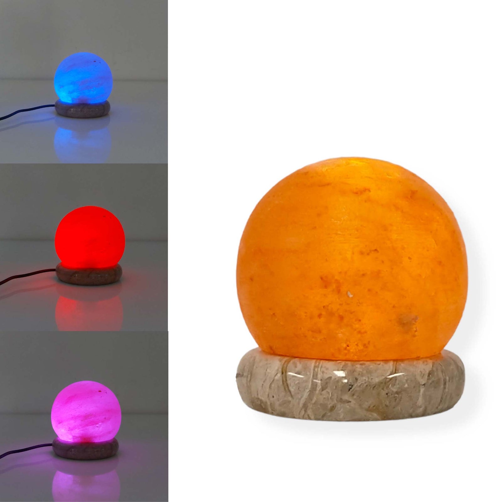 USB Colour Changing Salt Himalayan Lamp | Ball Sphere Shape, Pink Rock LED Light