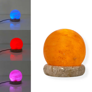 USB Colour Changing Salt Himalayan Lamp | Ball Sphere Shape, Pink Rock LED Light