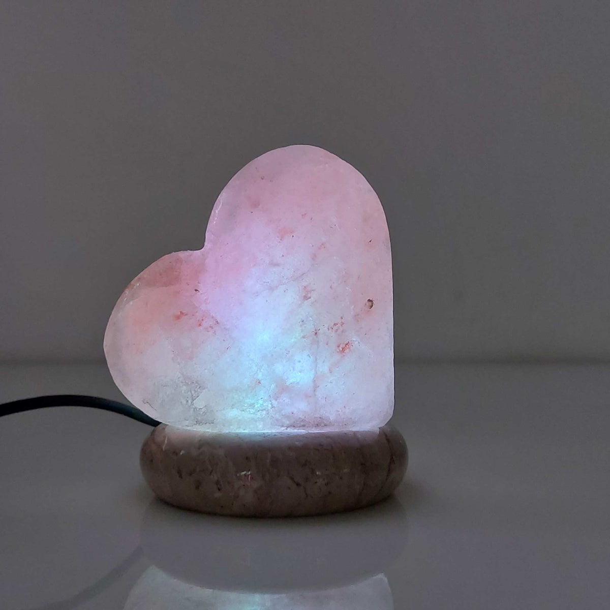 USB Color Changing Himalayan Salt Lamp | Heart-Shaped Pink Rock LED Light