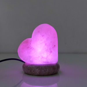 USB Color Changing Himalayan Salt Lamp | Heart-Shaped Pink Rock LED Light
