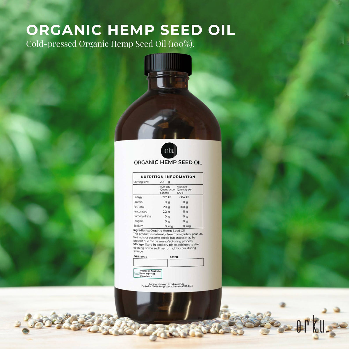 Organic Hemp Seed Oil | Cold Pressed | 500ml | Food Grade