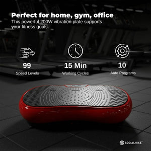 Red Vibration Machine Platform | Exercise Vibrating Plate | Whole Body Workout