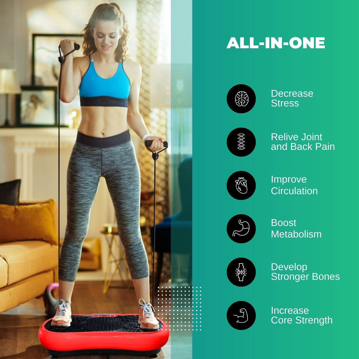 Red Vibration Machine Platform | Exercise Vibrating Plate | Whole Body Workout