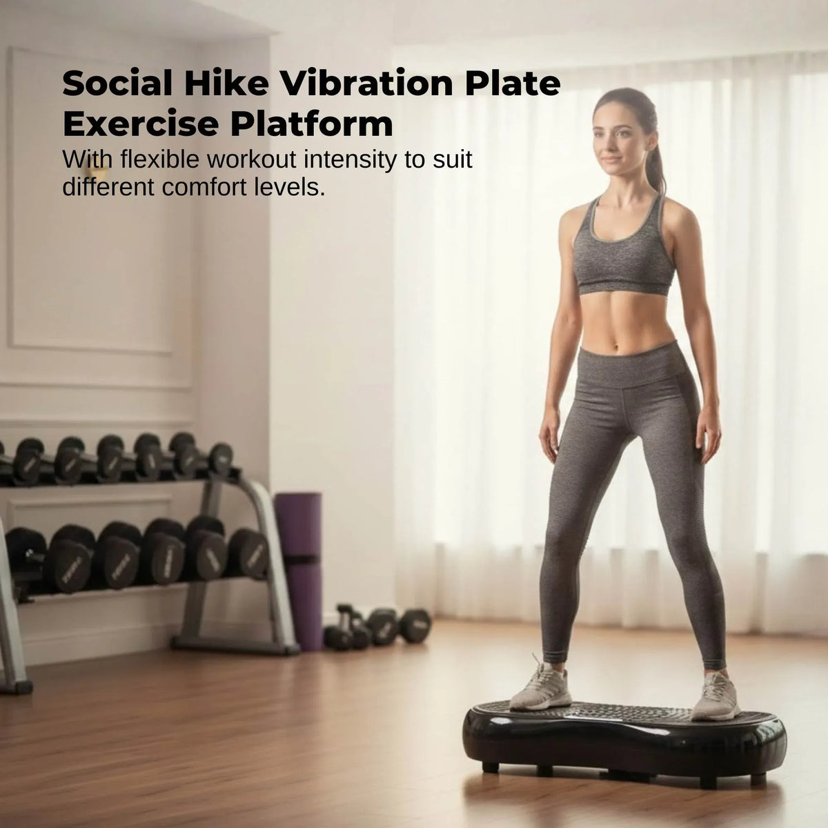Black Vibration Machine Platform | Exercise Vibrating Plate | Whole Body Workout