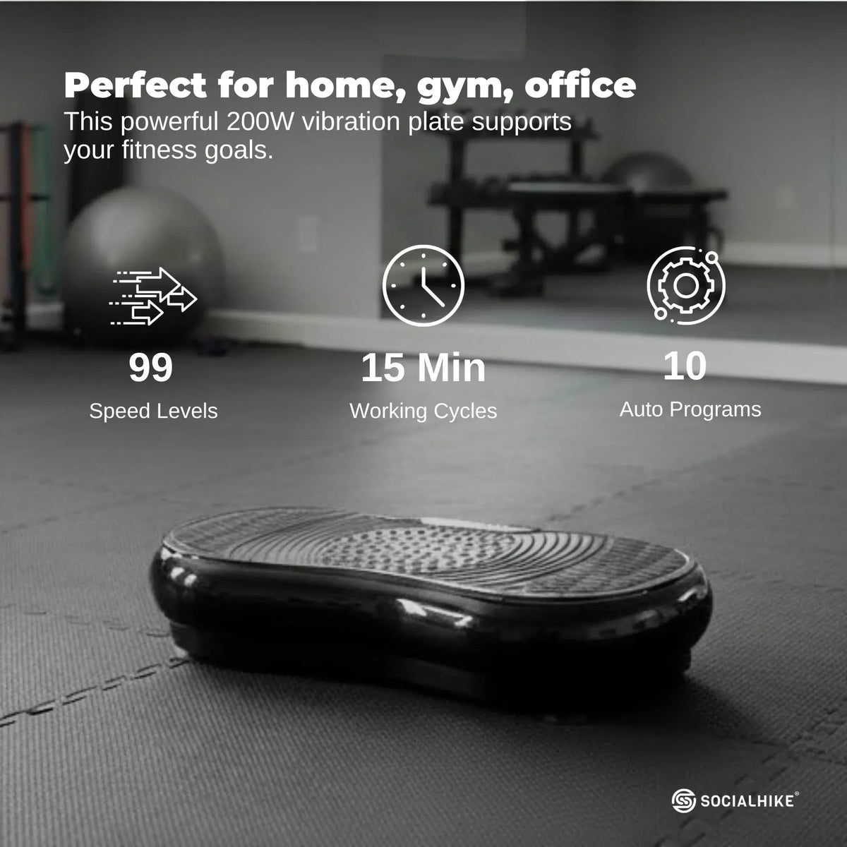 Black Vibration Machine Platform | Exercise Vibrating Plate | Whole Body Workout