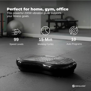 Black Vibration Machine Platform | Exercise Vibrating Plate | Whole Body Workout