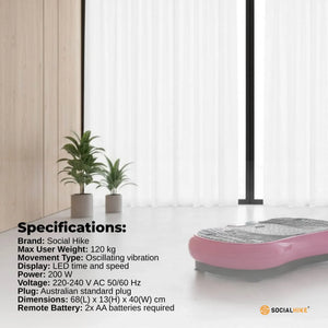 Pink Vibration Machine Platform | Exercise Vibrating Plate | Whole Body Workout