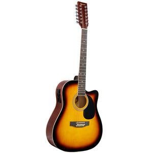 Karrera 12-String Acoustic Guitar with EQ | Sunburst | Rich & Harmonious Sound