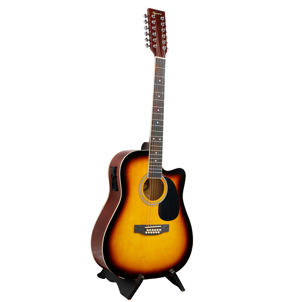 Karrera 12-String Acoustic Guitar with EQ | Sunburst | Rich & Harmonious Sound