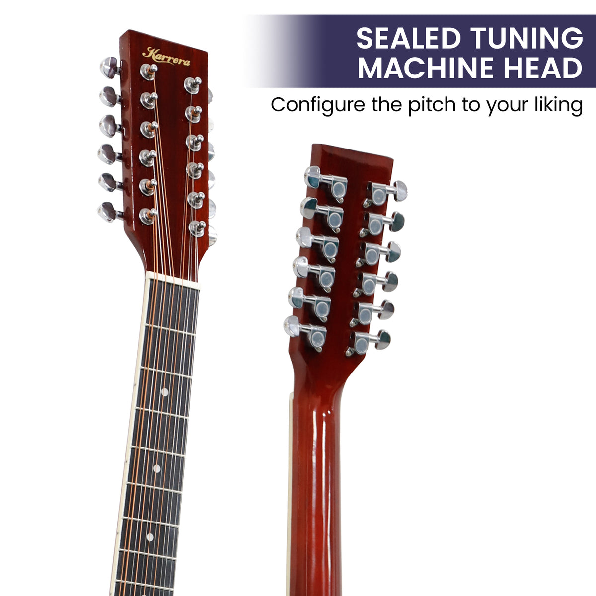 Karrera 12-String Acoustic Guitar with EQ | Sunburst | Rich & Harmonious Sound