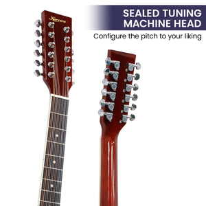 Karrera 12-String Acoustic Guitar with EQ | Sunburst | Rich & Harmonious Sound