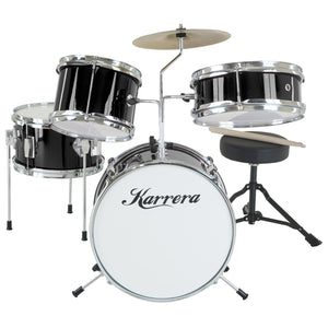 Karrera Children's 4-Piece Drum Kit | Black | Beginner-Friendly Percussion Set