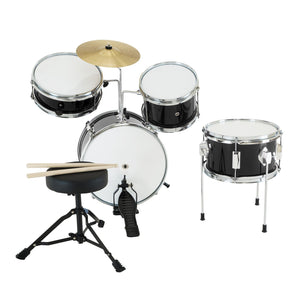 Karrera Children's 4-Piece Drum Kit | Black | Beginner-Friendly Percussion Set