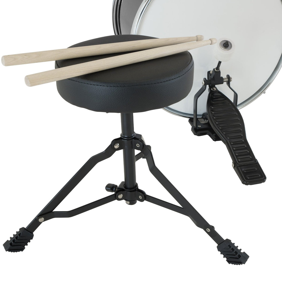 Karrera Children's 4-Piece Drum Kit | Black | Beginner-Friendly Percussion Set