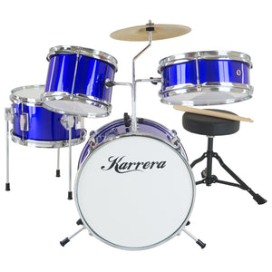 Karrera Children's 4-Piece Drum Kit | Blue | Compact Beginner Drum Set