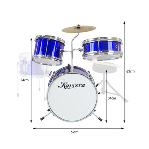 Karrera Children's 4-Piece Drum Kit | Blue | Compact Beginner Drum Set