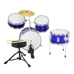 Karrera Children's 4-Piece Drum Kit | Blue | Compact Beginner Drum Set