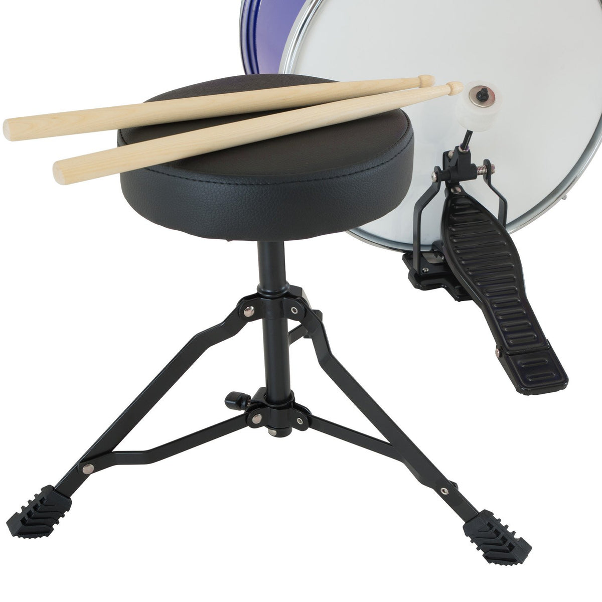 Karrera Children's 4-Piece Drum Kit | Blue | Compact Beginner Drum Set