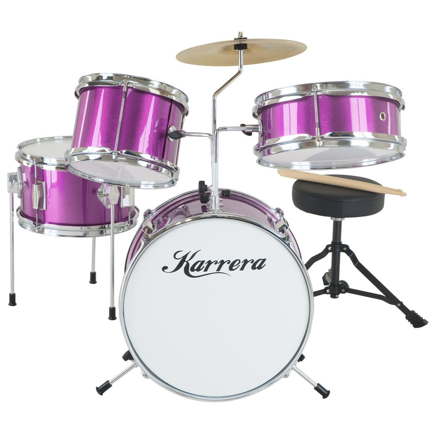 Karrera Children's 4-Piece Drum Kit | Purple | Fun Music Learning Kit