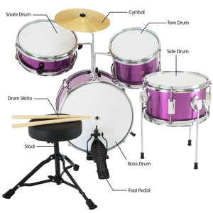 Karrera Children's 4-Piece Drum Kit | Purple | Fun Music Learning Kit