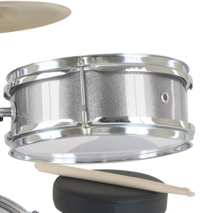 Karrera Children's 4-Piece Drum Kit | Silver | Kids Musical Instrument Set