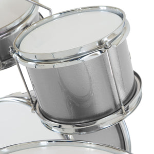 Karrera Children's 4-Piece Drum Kit | Silver | Kids Musical Instrument Set