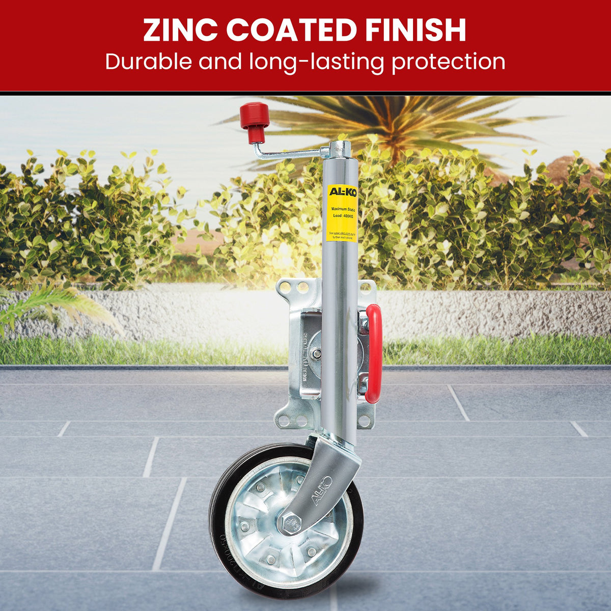 ALKO Jockey Wheel | 8-Inch Swing Up | Large Swivel Bracket