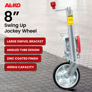 ALKO Jockey Wheel | 8-Inch Swing Up | Large Swivel Bracket