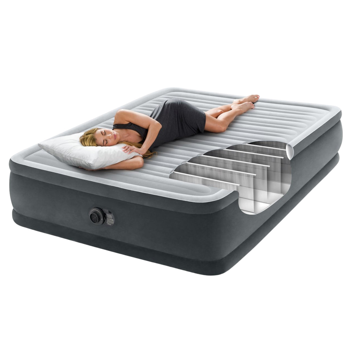 Intex Dura-Beam Deluxe Air Mattress | Queen Size | Comfort-Plush | Elevated Design