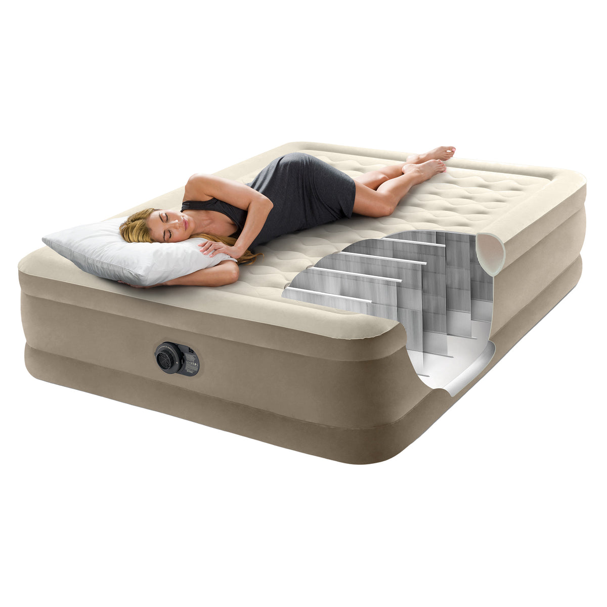 Intex Dura-Beam Deluxe Air Mattress | Queen Size | Ultra Plush | Elevated Design
