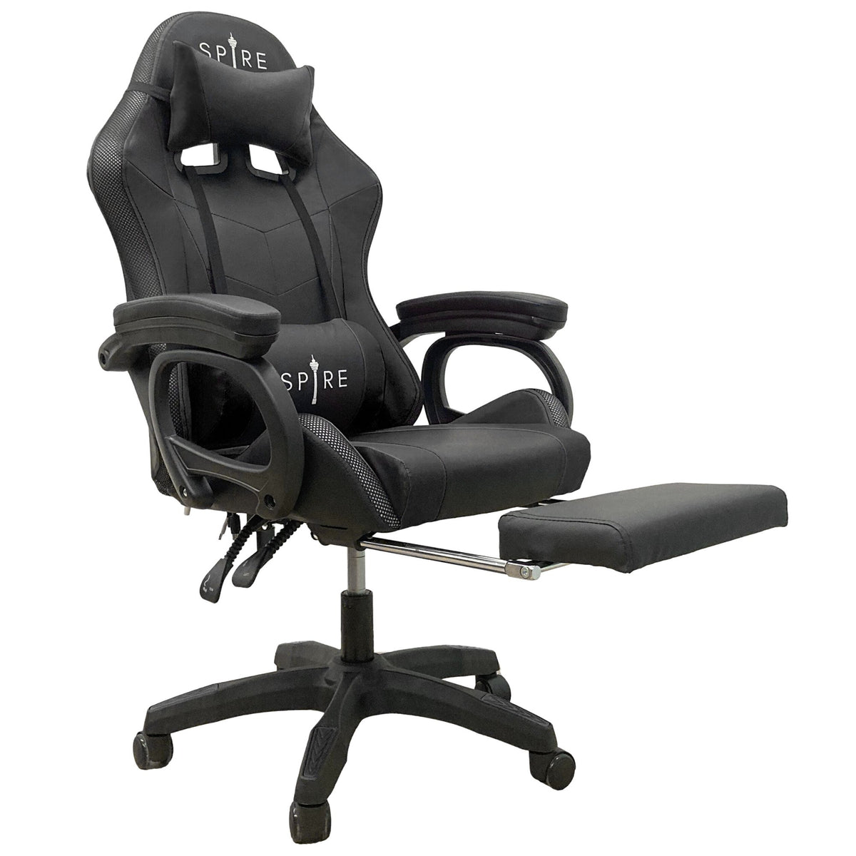 Intex Spire Onyx LED Massage Gaming Chair | Black | Ergonomic Comfort | LED & Vibration Massage