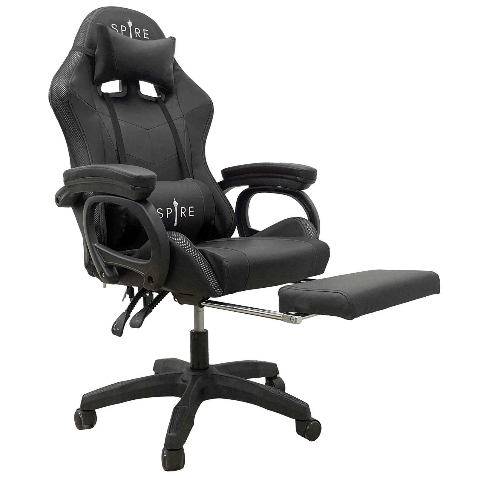 Intex Spire Onyx LED Massage Gaming Chair | Black | Ergonomic Comfort | LED & Vibration Massage